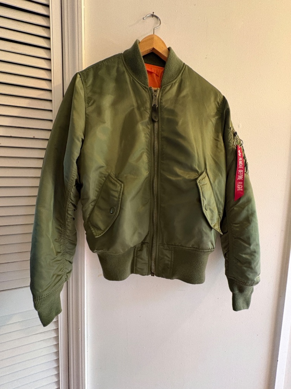 Size XS Alpha Industries MA-1 Military Bomber Flight Jacket Sage Green